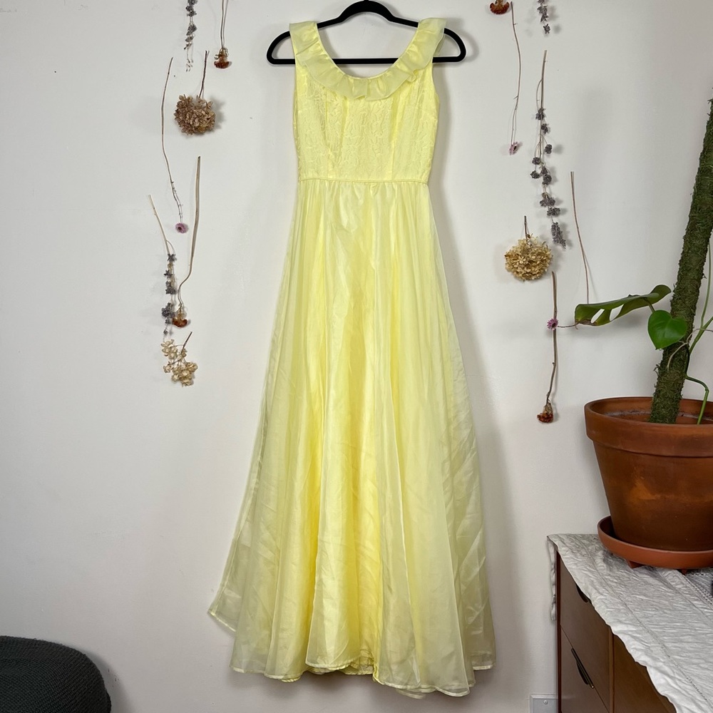 Vintage Chiffon Tulle Yellow Gown